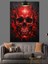 Kırmızı Kuru Kafa Siyah Fon Dekoratif Kanvas - Mdf Ahşap Tablo 3
