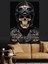 Kasklı Kuru Kafa Resmi Koyu Siyah Dekoratif Kanvas - Mdf Ahşap Tablo 3