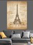 Eyfel Kulesi Sepya Eskiz Dekoratif Kanvas - Mdf Ahşap Tablo 3