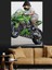 Yeşil Yarış Motosikleti Dekoratif Kanvas - Mdf Ahşap Tablo 2