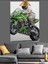 Yeşil Yarış Motosikleti Dekoratif Kanvas - Mdf Ahşap Tablo 3