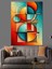 Soyut Geometrik Renk Blokları Dekoratif Kanvas - Mdf Ahşap Tablo 3