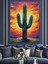 Kaktüs Soyut Boya Sanatı Dekoratif Kanvas - Mdf Ahşap Tablo 3