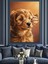 Kahverengi Yavru Köpek ve Kelebek Dekoratif Kanvas - Mdf Ahşap Tablo 2