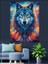 Mavi Kurt Vahşi Gözler Dekoratif Kanvas - Mdf Ahşap Tablo 4