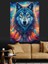 Mavi Kurt Vahşi Gözler Dekoratif Kanvas - Mdf Ahşap Tablo 5