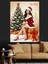 Noel Baba Şapkalı Kadın Yılbaşı Dekoratif Kanvas - Mdf Ahşap Tablo 3