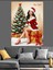 Noel Baba Şapkalı Kadın Yılbaşı Dekoratif Kanvas - Mdf Ahşap Tablo 5