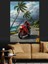 Motosiklet Palmiye Ağacı Plaj Dekoratif Kanvas - Mdf Ahşap Tablo 2