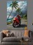 Motosiklet Palmiye Ağacı Plaj Dekoratif Kanvas - Mdf Ahşap Tablo 3