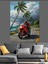 Motosiklet Palmiye Ağacı Plaj Dekoratif Kanvas - Mdf Ahşap Tablo 4