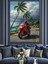 Motosiklet Palmiye Ağacı Plaj Dekoratif Kanvas - Mdf Ahşap Tablo 5