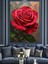 Kırmızı Gül Su Damlası Dekoratif Kanvas - Mdf Ahşap Tablo 1