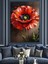 Kırmızı Gelincik Çiçeği Dekoratif Kanvas - Mdf Ahşap Tablo 3