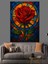Mavi Kırmızı Gül Çiçeği Dekoratif Kanvas - Mdf Ahşap Tablo 3