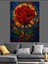Mavi Kırmızı Gül Çiçeği Dekoratif Kanvas - Mdf Ahşap Tablo 4
