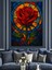 Mavi Kırmızı Gül Çiçeği Dekoratif Kanvas - Mdf Ahşap Tablo 5