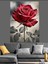 Kırmızı Gül Siyah Beyaz Dekoratif Kanvas - Mdf Ahşap Tablo 3