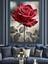 Kırmızı Gül Siyah Beyaz Dekoratif Kanvas - Mdf Ahşap Tablo 4