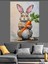 Havuç Tutan Komik Tavşan Dekoratif Kanvas - Mdf Ahşap Tablo 1