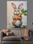 Havuç Tutan Komik Tavşan Dekoratif Kanvas - Mdf Ahşap Tablo 5