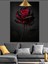 Tek Kırmızı Gül Çiçeği Siyah Detaylar Sanatsal Dekoratif Kanvas - Mdf Ahşap Tablo 4