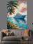 Tropikal Plaj Palmiye Ağacı Yolcu Gemisi Dekoratif Kanvas - Mdf Ahşap Tablo 4