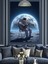 Dünya Manzarasında Gitar Çalan Astronot Dekoratif Kanvas - Mdf Ahşap Tablo 1