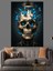 Mavi Kelebekli Kuru Kafa Sanatı Dekoratif Kanvas - Mdf Ahşap Tablo 3