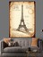 Eyfel Kulesi Eskiz Vintage Dekoratif Kanvas - Mdf Ahşap Tablo 1