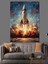 Roket Uzaya Fırlatma Anı Dekoratif Kanvas - Mdf Ahşap Tablo 3