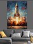 Roket Uzaya Fırlatma Anı Dekoratif Kanvas - Mdf Ahşap Tablo 4