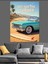 Vintage Mavi Araba Yaz Dekoratif Kanvas - Mdf Ahşap Tablo 2