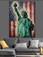 Özgürlük Heykeli Amerikan Bayrağı Dekoratif Kanvas - Mdf Ahşap Tablo 2