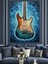 Elektro Gitar Mavi Boya Efekti Dekoratif Kanvas - Mdf Ahşap Tablo 1