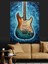 Elektro Gitar Mavi Boya Efekti Dekoratif Kanvas - Mdf Ahşap Tablo 3
