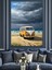 Denizde Klasik Sarı Araba Dekoratif Kanvas - Mdf Ahşap Tablo 2