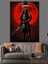 Kırmızı Ay ve Ninja Suikastçı Siyah Dekoratif Kanvas - Mdf Ahşap Tablo 3