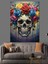 Çiçekli Kurukafa Gotik Sanat Dekoratif Kanvas - Mdf Ahşap Tablo 1