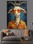 Boynuzlu Keçi Gözlüklü Figür Dekoratif Kanvas - Mdf Ahşap Tablo 1
