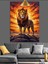 Ateşli Güneşl Fonlu Aslan Portresi Dekoratif Kanvas - Mdf Ahşap Tablo 1