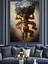 Altın Atlas Figürü Dünya Taşıyor Dekoratif Kanvas - Mdf Ahşap Tablo 3