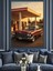 Klasik Araba Benzin Istasyonu Dekoratif Kanvas - Mdf Ahşap Tablo 1