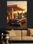 Klasik Araba Benzin Istasyonu Dekoratif Kanvas - Mdf Ahşap Tablo 3