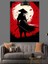 Kırmızı Samuray Kılıçlı Figür Dekoratif Kanvas - Mdf Ahşap Tablo 2
