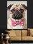 Gözlüklü Pug Köpek Portresi Dekoratif Kanvas - Mdf Ahşap Tablo 2