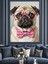 Gözlüklü Pug Köpek Portresi Dekoratif Kanvas - Mdf Ahşap Tablo 5