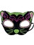Siyah Kadife Kaplama Üzeri Pembe Yeşil Sim Işlemeli Kedi Maskesi 20X13 cm 2