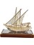 Pirinç Yelkenli Gemi Altın Kaplama Katar Dhow Teknesi Kutulu 29CM No.1 4