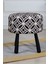 Pufcuk Dekoratif Rahat ve Konforlu Puf - Siyah/beyaz Renkli - Doğal Ahşap Bohem Ayaklı - Yuvarlak Puf - Çok Amaçlı Kullanım - Modern Bench 1